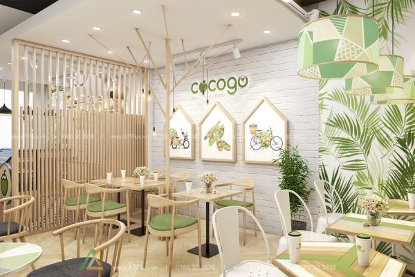 Thiết kế thi công trang trí nội thất quán trà sữa tại Hà Nội