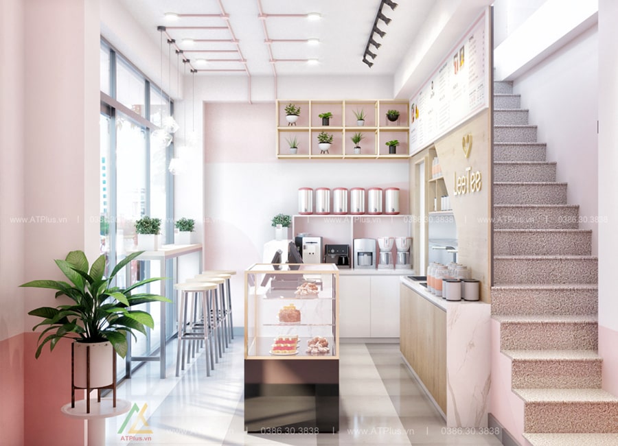 THIẾT KẾ THI CÔNG NỘI THẤT QUÁN TRÀ SỮA, TRÀ CHANH TẠI HƯNG YÊN Thiết kế thi công nội thất quán trà sữa tại Hà Nam