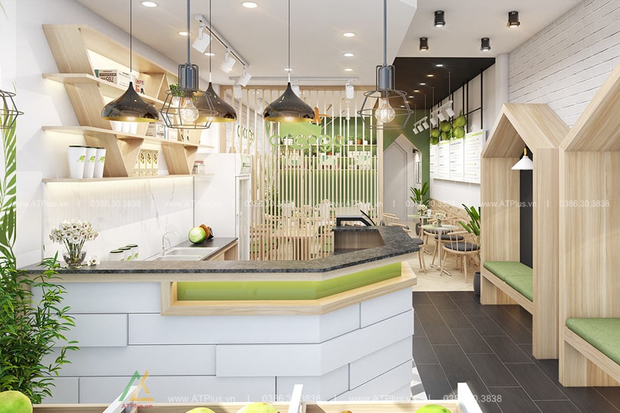 THIẾT KẾ THI CÔNG NỘI THẤT QUÁN TRÀ SỮA, TRÀ CHANH TẠI HƯNG YÊN Thiết kế thi công nội thất quán trà sữa tại Hà Nam