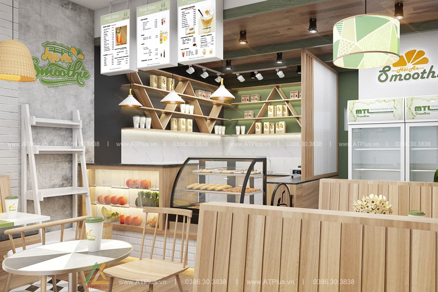 THIẾT KẾ THI CÔNG NỘI THẤT QUÁN TRÀ SỮA, TRÀ CHANH TẠI HƯNG YÊN Thiết kế thi công nội thất quán trà sữa tại Hà Nam