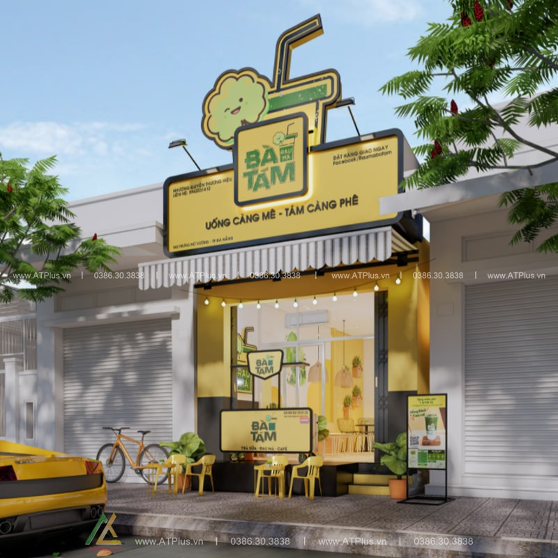 THIẾT KẾ THI CÔNG NỘI THẤT QUÁN TRÀ SỮA, TRÀ CHANH TẠI HƯNG YÊN Thiết kế thi công nội thất quán trà sữa tại Hà Nam