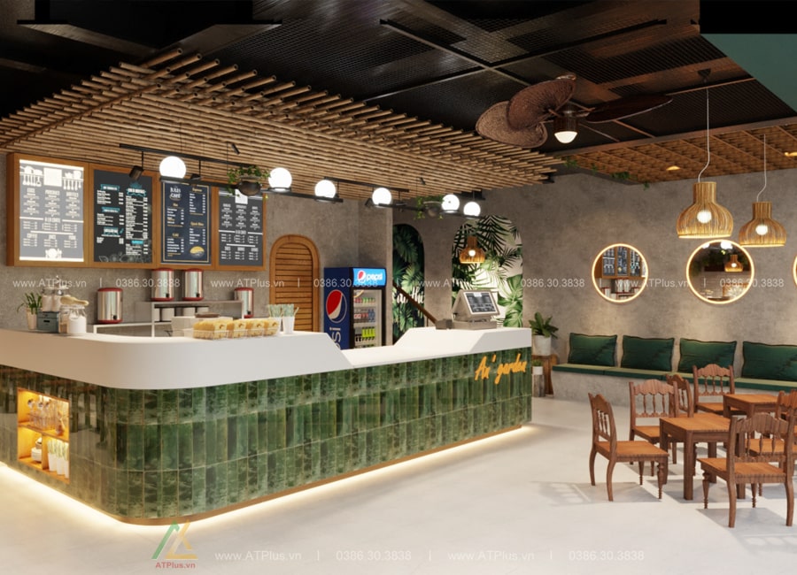 THIẾT KẾ THI CÔNG NỘI THẤT QUÁN TRÀ SỮA, TRÀ CHANH TẠI HƯNG YÊN Thiết kế thi công nội thất quán trà sữa tại Hà Nam