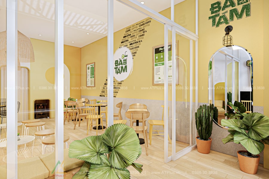 THIẾT KẾ THI CÔNG NỘI THẤT QUÁN TRÀ SỮA, TRÀ CHANH TẠI HƯNG YÊN Thiết kế thi công nội thất quán trà sữa tại Hà Nam