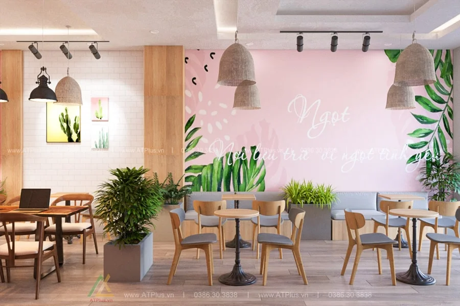THIẾT KẾ THI CÔNG NỘI THẤT QUÁN TRÀ SỮA TẠI NINH BÌNH Trang trí thiết kế thi công quán trà sữa trà chanh tại Ninh Bình