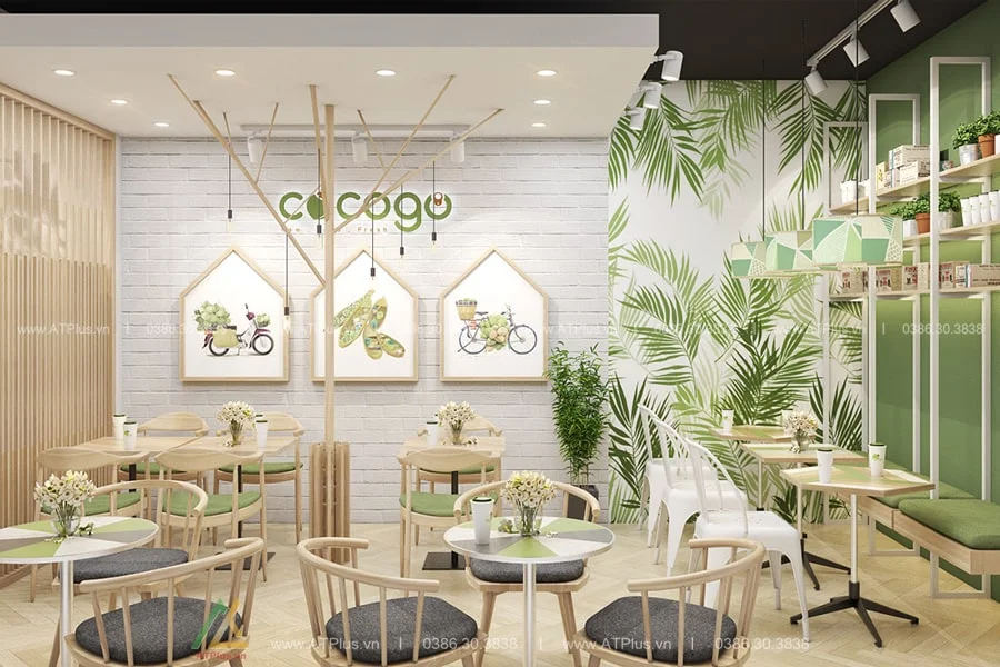 THIẾT KẾ THI CÔNG NỘI THẤT QUÁN TRÀ SỮA TẠI NINH BÌNH Trang trí thiết kế thi công quán trà sữa trà chanh tại Ninh Bình