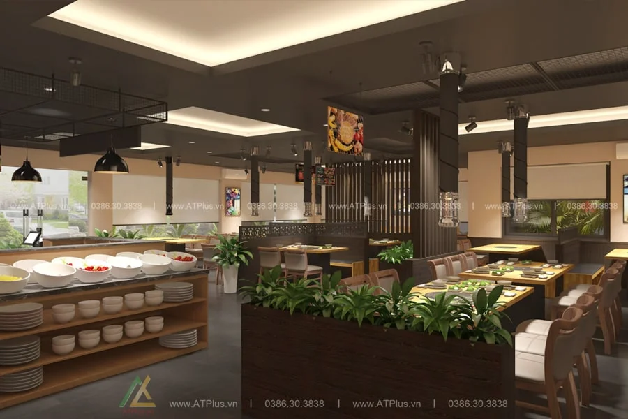 Trang trí thiết kế thi công nội thất nhà hàng lẩu nướng BBQ