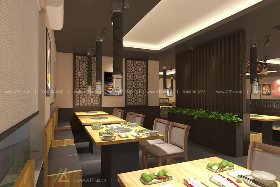Trang trí thiết kế thi công nội thất nhà hàng lẩu nướng BBQ