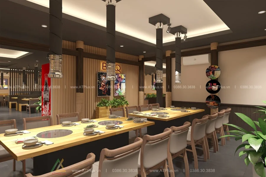 Trang trí thiết kế thi công nội thất nhà hàng lẩu nướng BBQ