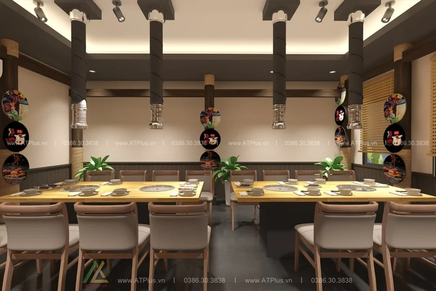 Trang trí thiết kế thi công nội thất nhà hàng lẩu nướng BBQ