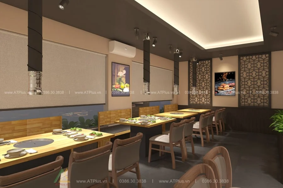 Trang trí thiết kế thi công nội thất nhà hàng lẩu nướng BBQ