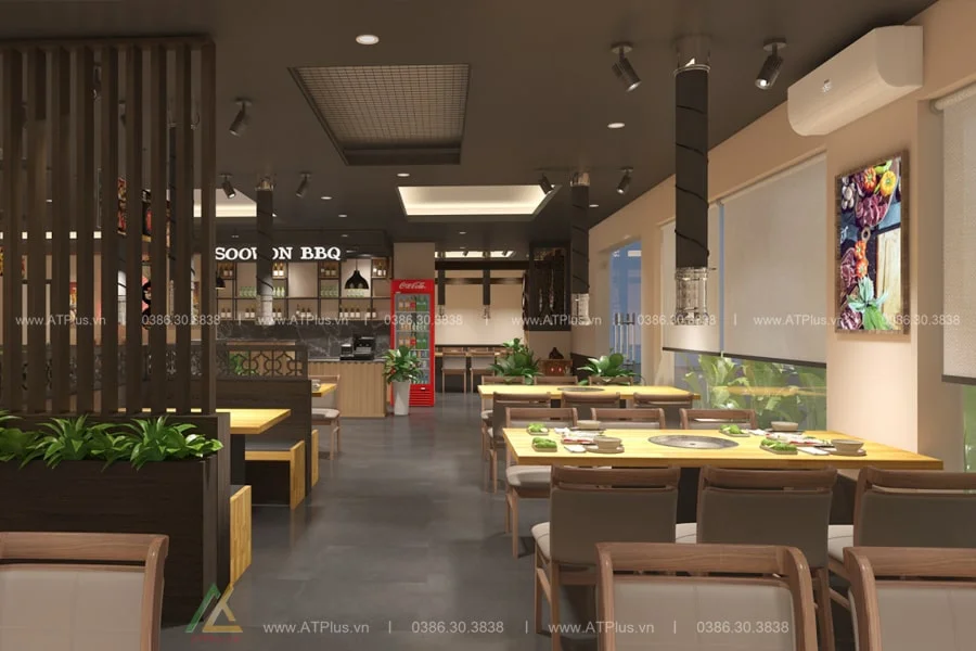 Trang trí thiết kế thi công nội thất nhà hàng lẩu nướng BBQ