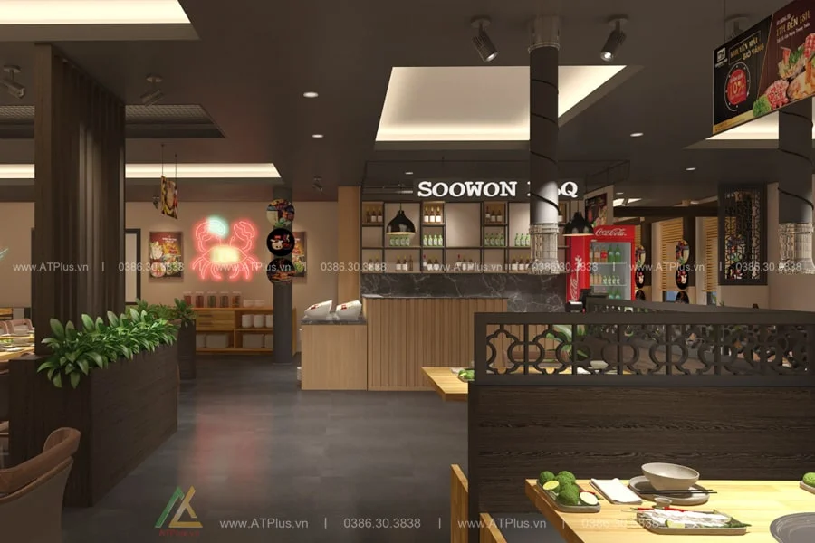 Trang trí thiết kế thi công nội thất nhà hàng lẩu nướng BBQ