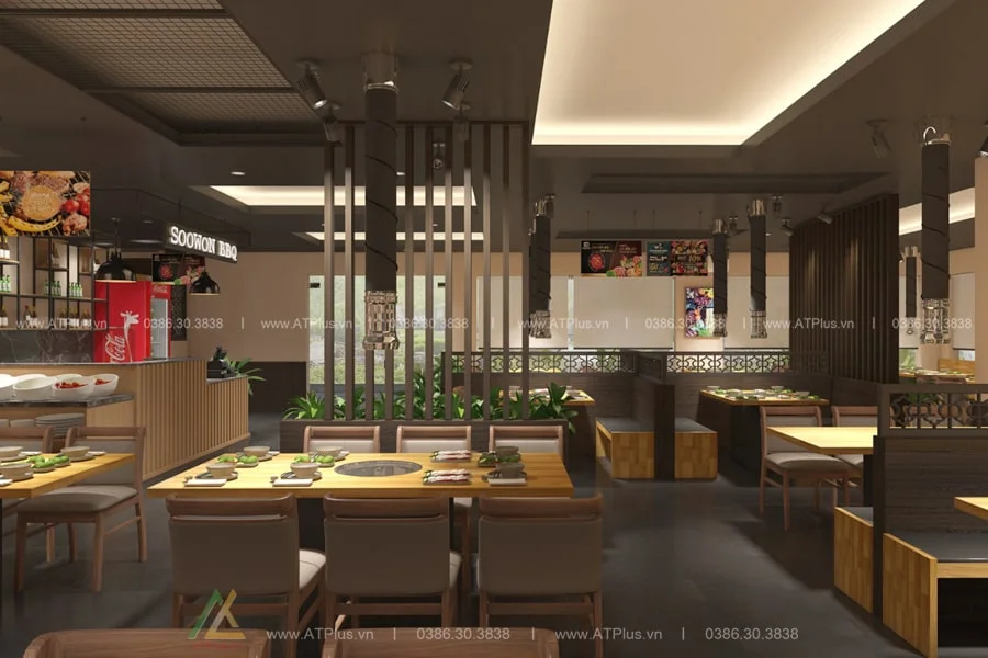 Trang trí thiết kế thi công nội thất nhà hàng lẩu nướng BBQ