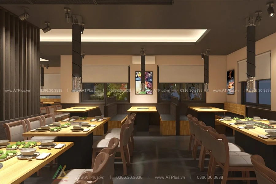 Trang trí thiết kế thi công nội thất nhà hàng lẩu nướng BBQ