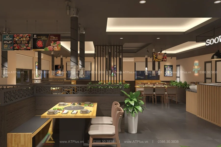 Trang trí thiết kế thi công nội thất nhà hàng lẩu nướng BBQ