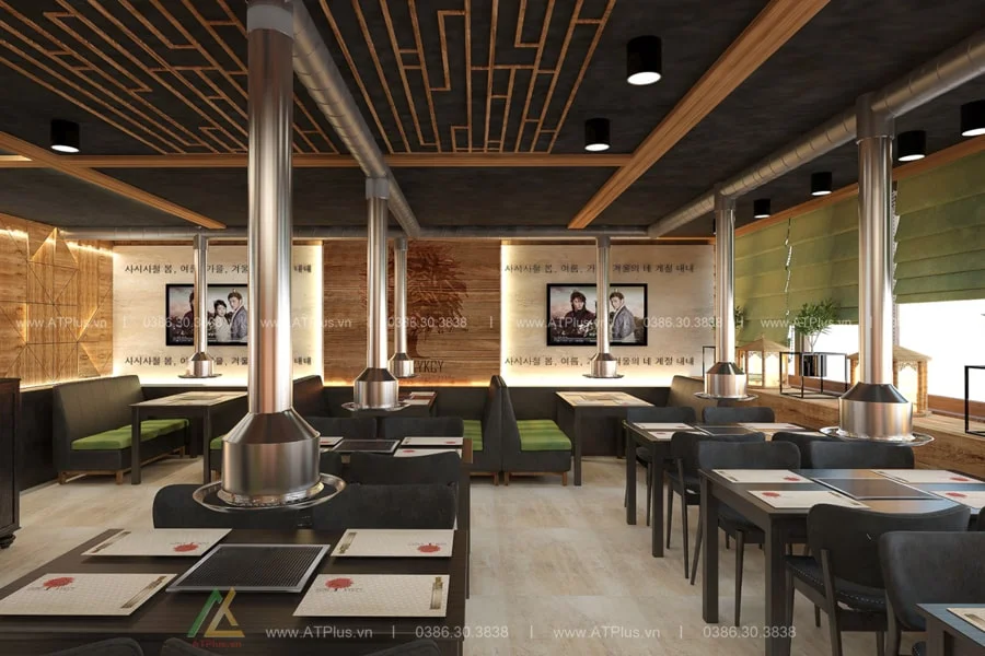 Trang trí thiết kế thi công nội thất nhà hàng lẩu nướng BBQ