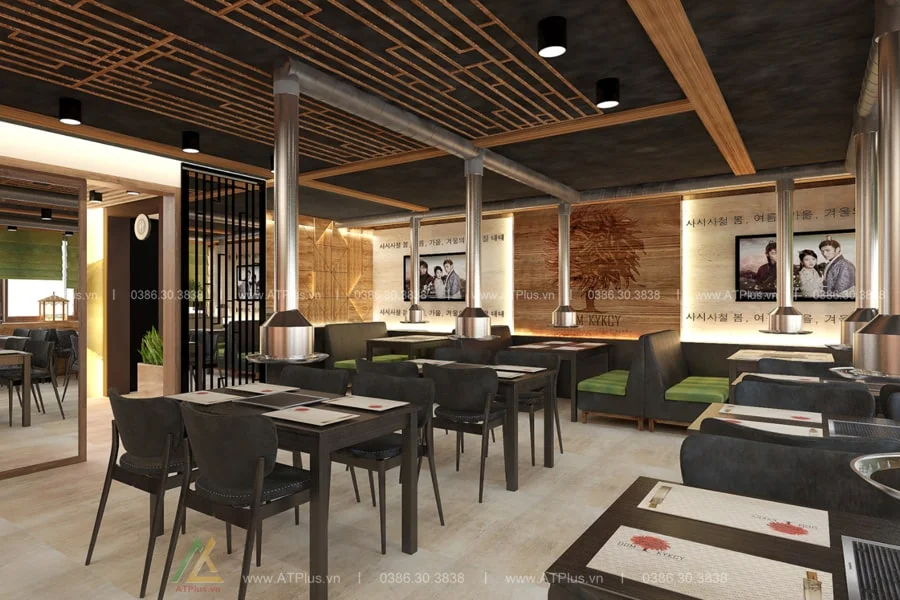 Trang trí thiết kế thi công nội thất nhà hàng lẩu nướng BBQ