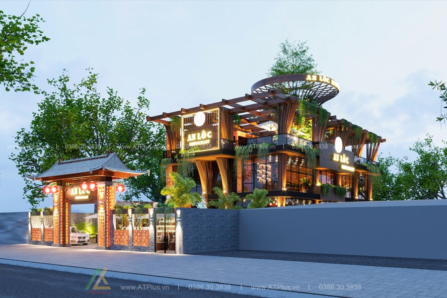 Trang trí thiết kế thi công nội thất nhà hàng sân vườn
