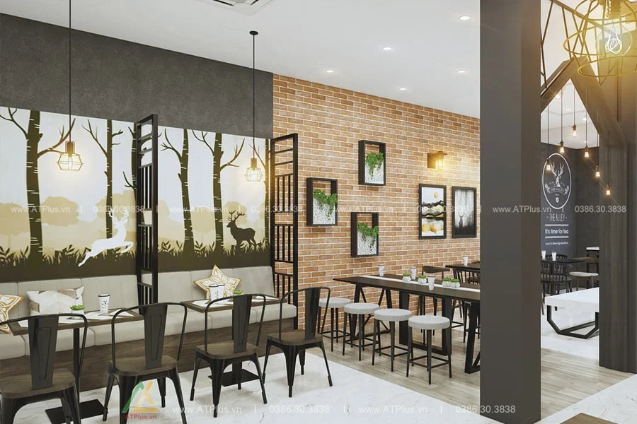 THIẾT KẾ QUÁN CAFE 5M MẶT TIỀN ĐẸP Trang trí thiết kế thi công nội thất quán cafe 5m mặt tiền