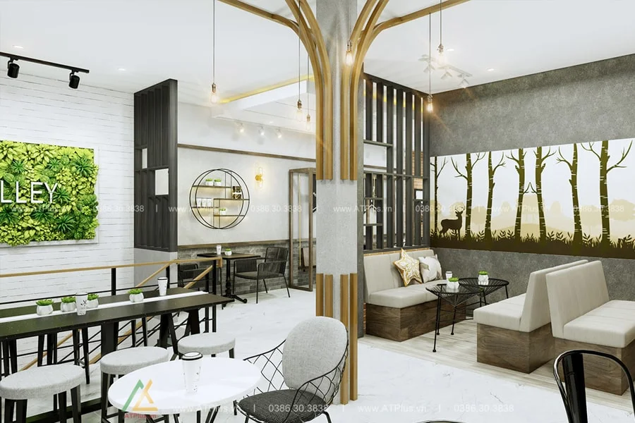 THIẾT KẾ QUÁN CAFE 5M MẶT TIỀN ĐẸP Trang trí thiết kế thi công nội thất quán cafe 5m mặt tiền