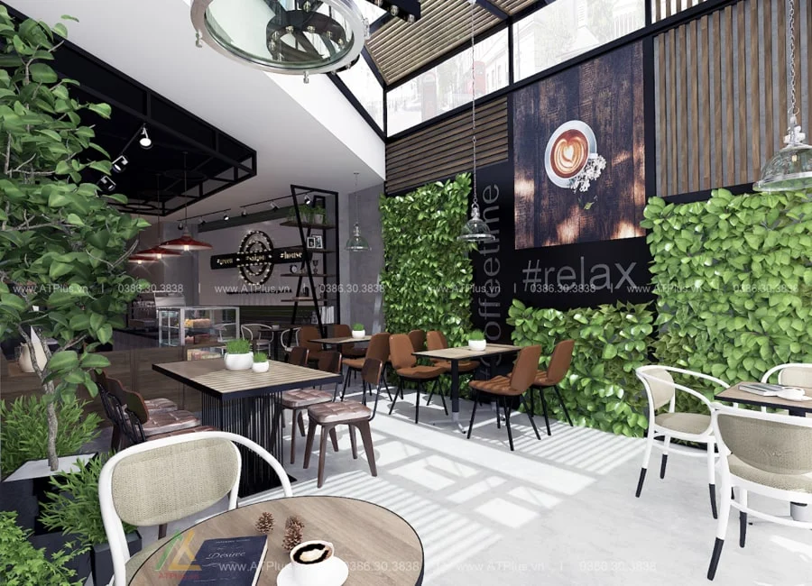 THIẾT KẾ QUÁN CAFE 5M MẶT TIỀN ĐẸP Trang trí thiết kế thi công nội thất quán cafe 5m mặt tiền