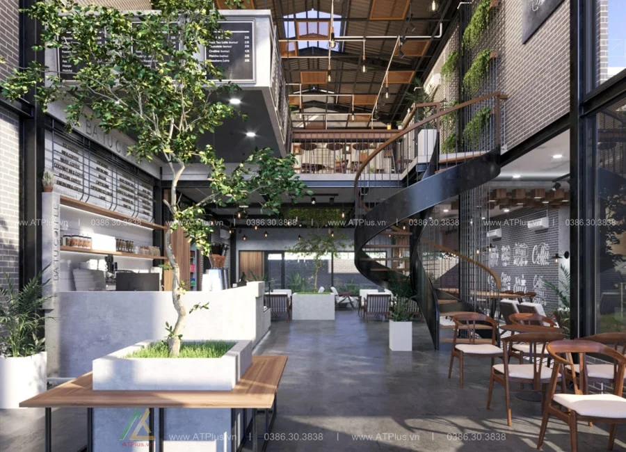 THIẾT KẾ QUÁN CAFE 5M MẶT TIỀN ĐẸP Trang trí thiết kế thi công nội thất quán cafe 5m mặt tiền