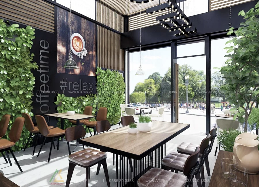 THIẾT KẾ QUÁN CAFE 5M MẶT TIỀN ĐẸP Trang trí thiết kế thi công nội thất quán cafe 5m mặt tiền