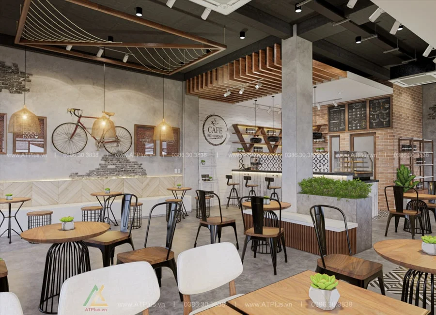 Trang trí thiết kế thi công nội thất quán cafe bình dân đơn giản