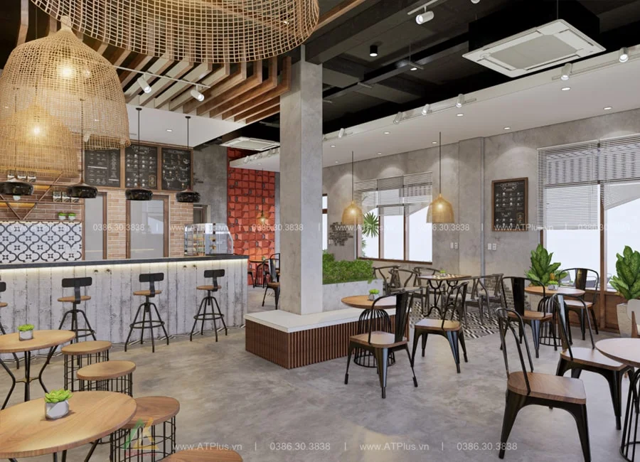 Trang trí thiết kế thi công nội thất quán cafe bình dân đơn giản