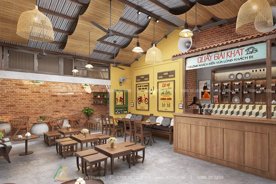 Trang trí thiết kế thi công nội thất quán cafe bình dân đơn giản