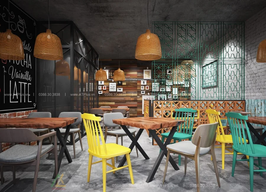 Trang trí thiết kế thi công nội thất quán cafe bình dân đơn giản