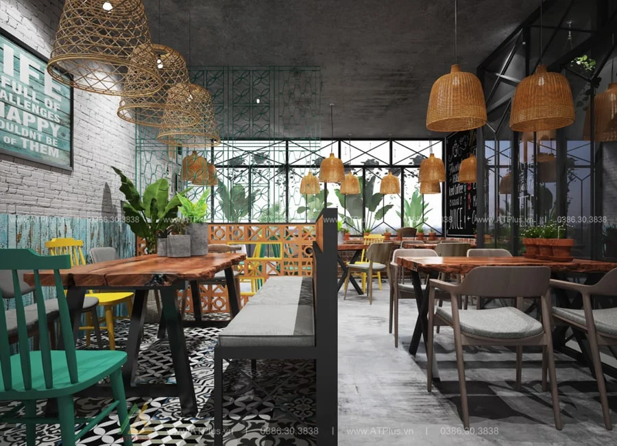 Trang trí thiết kế thi công nội thất quán cafe bình dân đơn giản