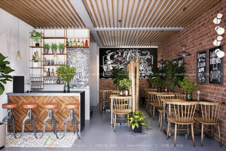 Trang trí thiết kế thi công nội thất quán cafe bình dân đơn giản