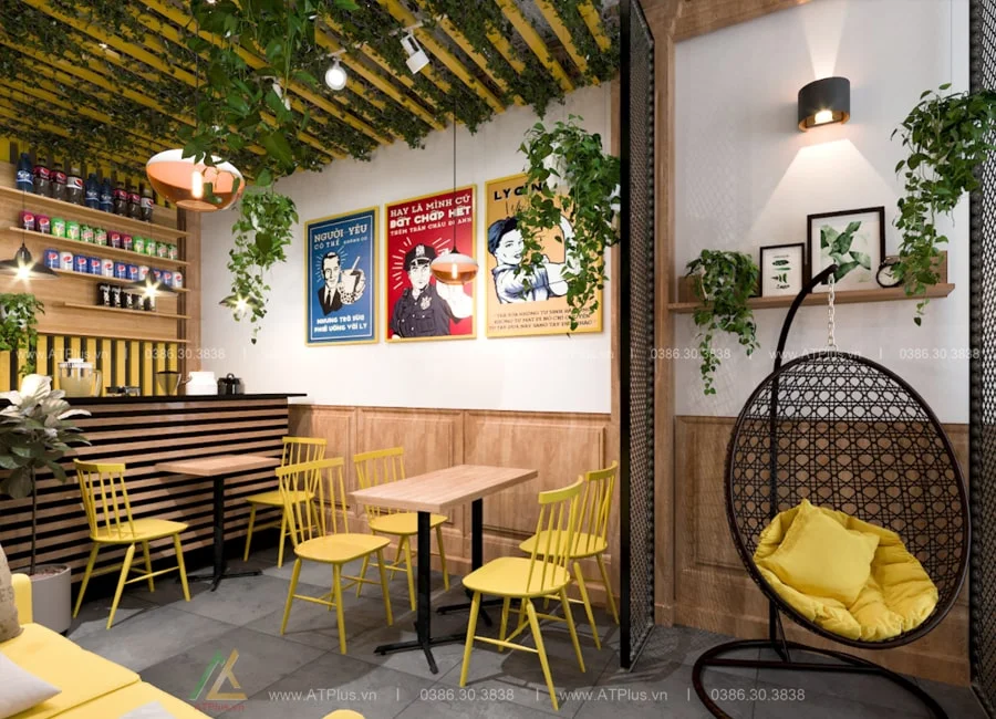 Trang trí thiết kế thi công nội thất quán cafe bình dân đơn giản