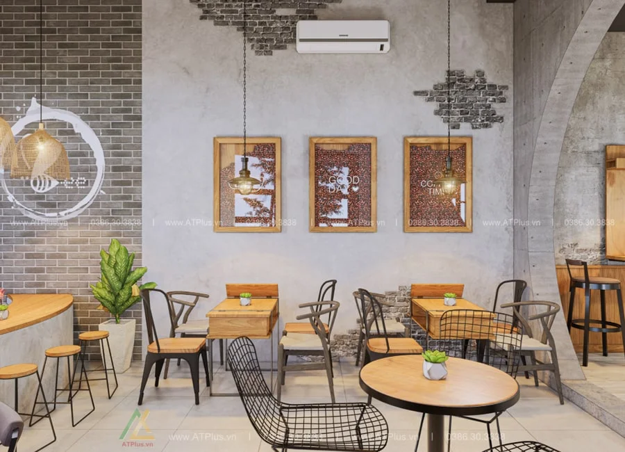 Trang trí thiết kế thi công nội thất quán cafe bình dân đơn giản