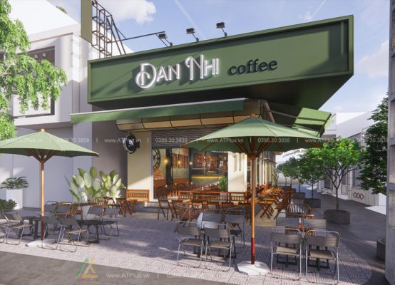 Trang trí thiết kế thi công nội thất quán cafe lô góc 2 mặt tiền