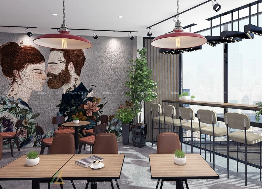 Trang trí thiết kế thi công nội thất quán cafe nhà ống lô phố