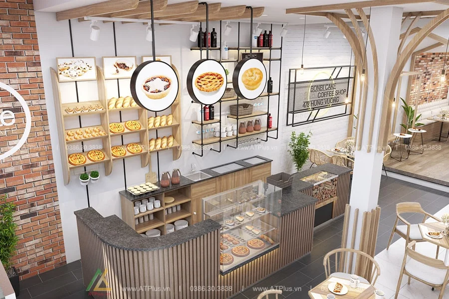 Trang trí thiết kế thi công nội thất quán cafe nhà ống lô phố
