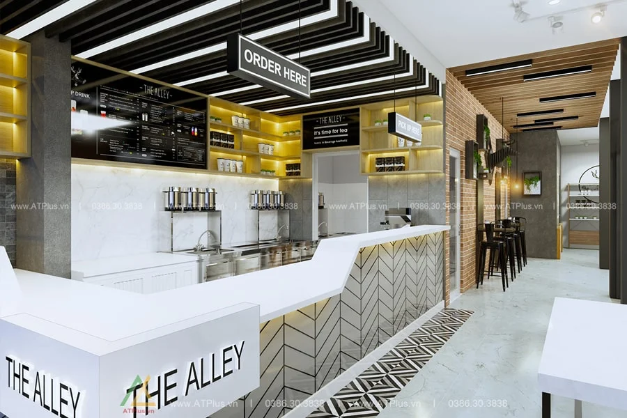 Trang trí thiết kế thi công nội thất quán cafe nhà ống lô phố