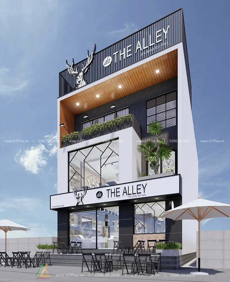 Trang trí thiết kế thi công nội thất quán cafe nhà ống lô phố