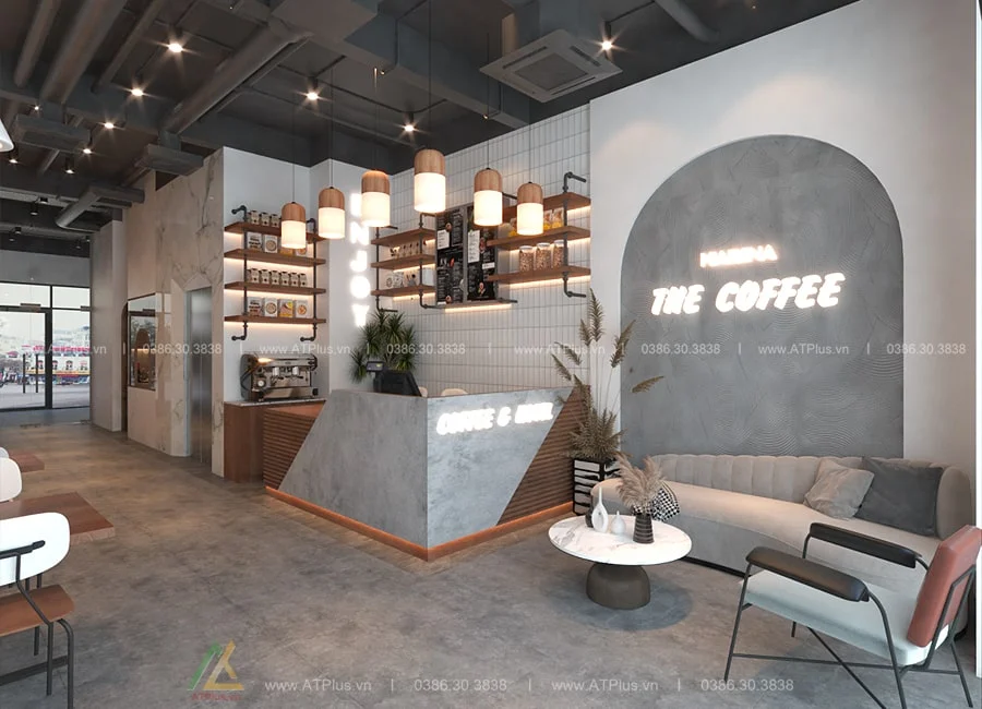 Trang trí thiết kế thi công nội thất quán cafe nhà ống lô phố