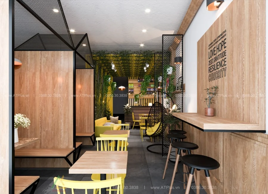 Trang trí thiết kế thi công nội thất quán cafe nhà ống lô phố