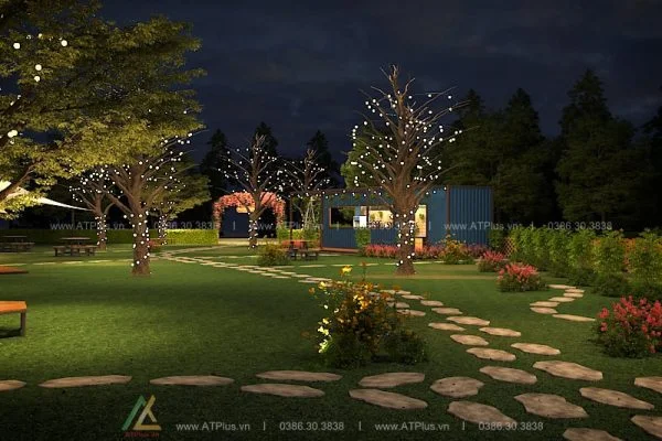 Trang trí thiết kế thi công quán cafe sân vườn