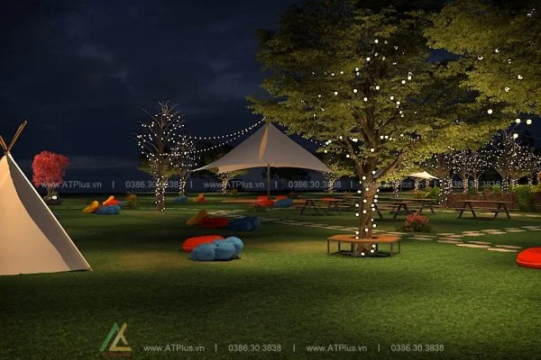 Trang trí thiết kế thi công quán cafe sân vườn