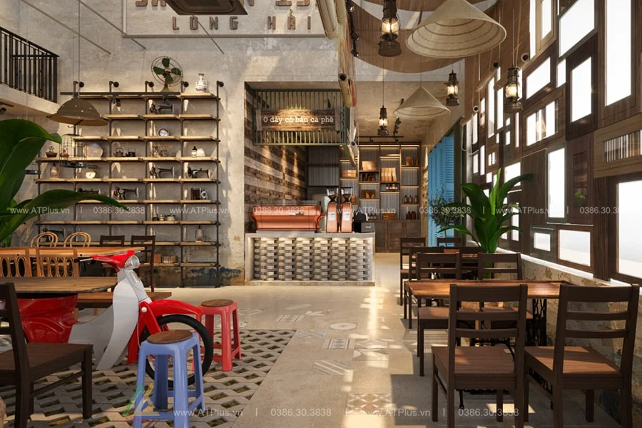 Trang trí thiết kế thi công nội thất quán cafe cóc