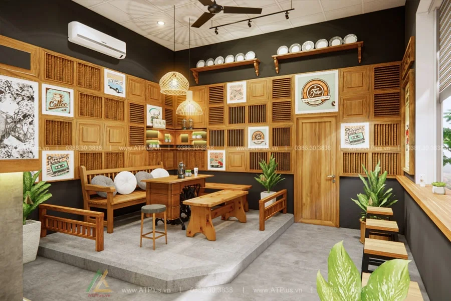 Trang trí thiết kế thi công nội thất quán cafe cóc