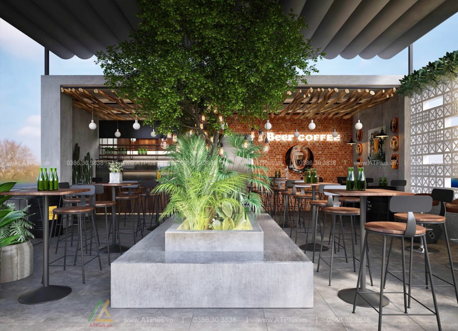 Trang trí thiết kế thi công quán cafe sân thượng