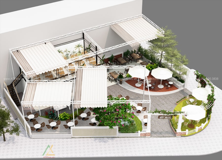 Trang trí thiết kế thi công quán cafe sân vườn