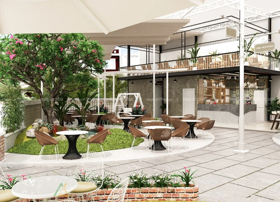 Trang trí thiết kế thi công quán cafe sân vườn