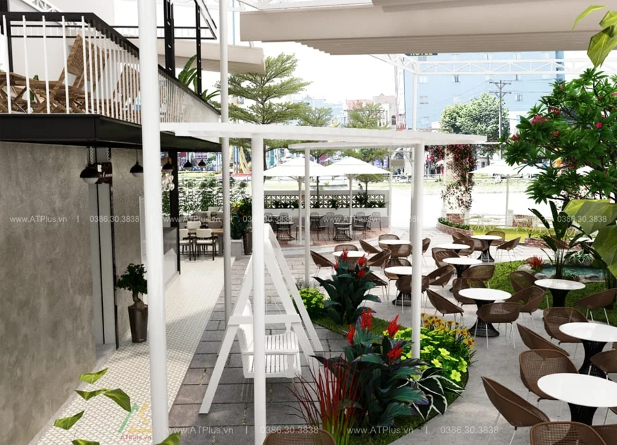 Trang trí thiết kế thi công quán cafe sân vườn